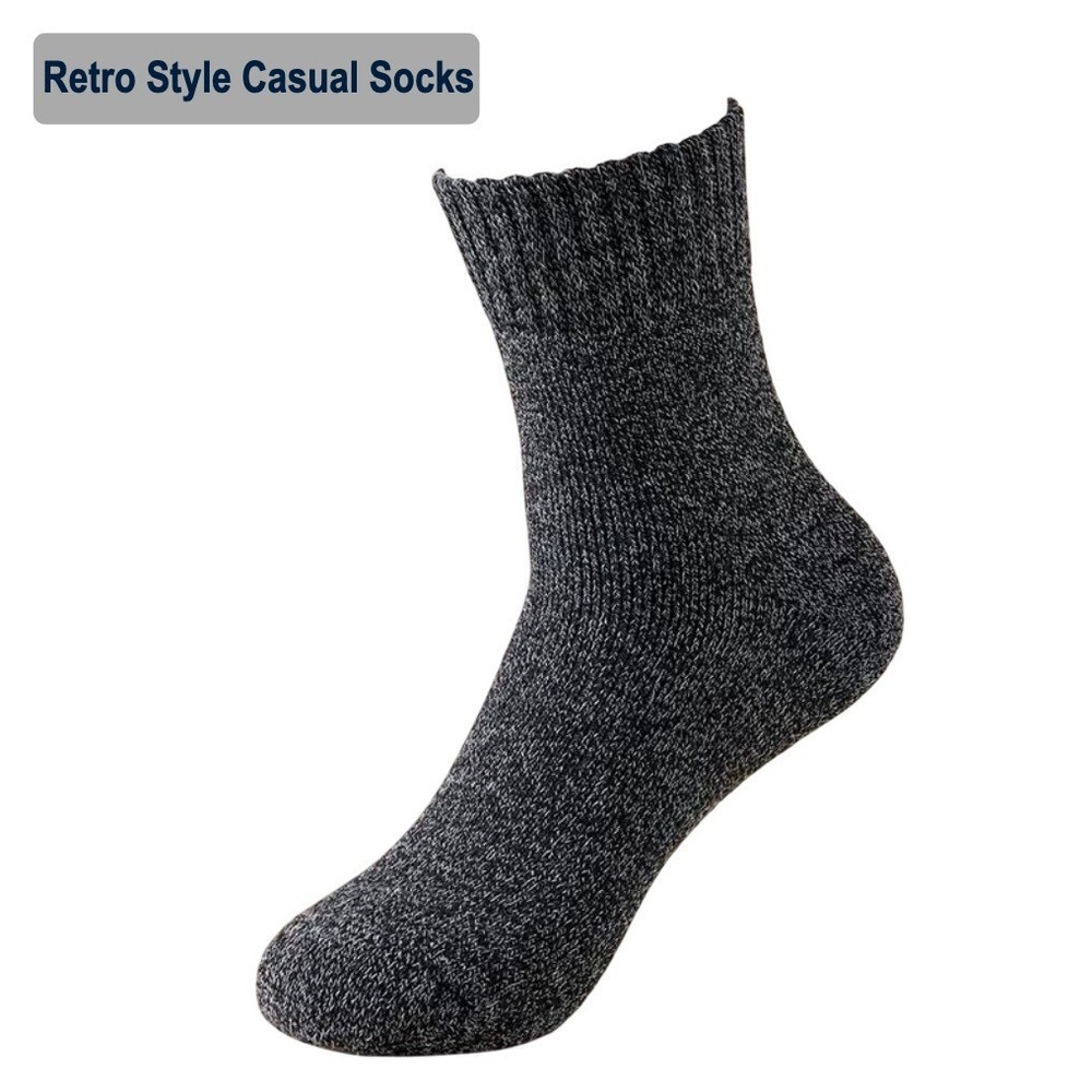 Breathable‎ Retro Style Black Crew Socks One Size Anti-Slip Anti-Blister 5 Pairs - Picture 3 of 9